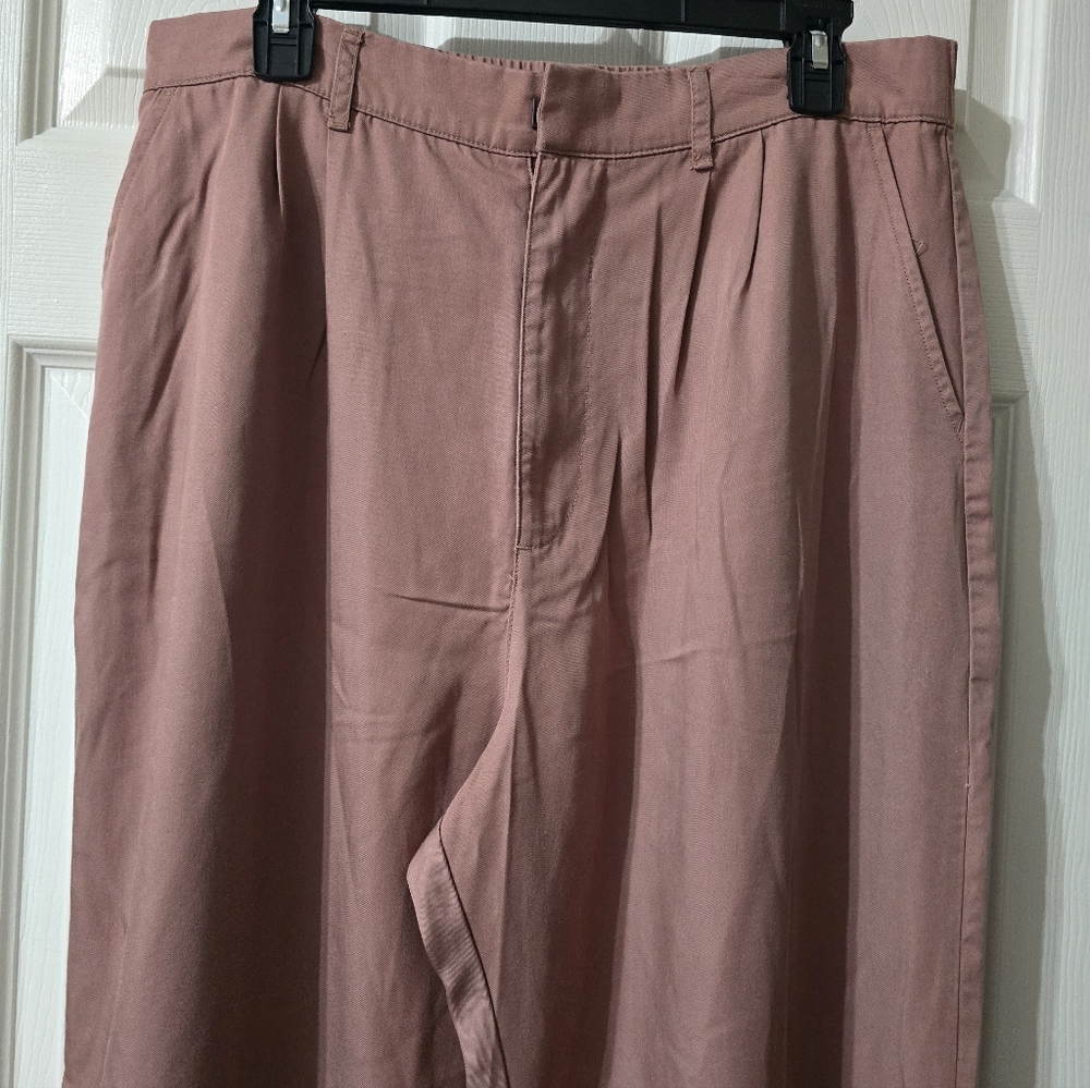 Abercrombie & Fitch Tailored Wide Leg Blush Pink Trousers, High Waist, Baggy Fit - Picture 3 of 12